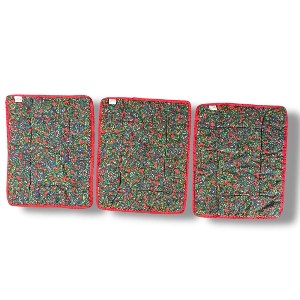 VTG Lands' End Coming Home Red & Green Paisley Placemats & Table Runner 6pc Set - Picture 5 of 15